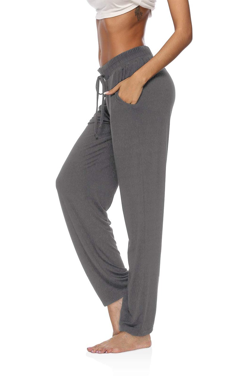 DIBAOLONG Womens Yoga Pants Wide Leg Comfy Drawstring Loose Straight Lounge Running Workout Legging Dark Gray M - Image 1